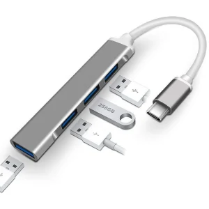 HUB USB 4 PORTURI 3.0 SI 2.0 CONECTOR TYPE C Gri - imagine 2