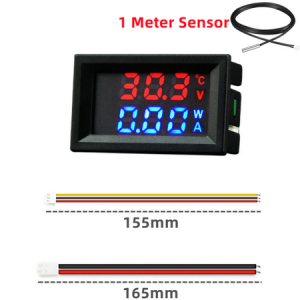 Display digital Voltmetru Ampermetru red blue senzor Temperatura 100v 10A - imagine 2