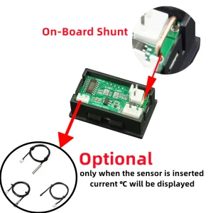 Display digital Voltmetru Ampermetru red blue senzor Temperatura 100v 10A - imagine 4