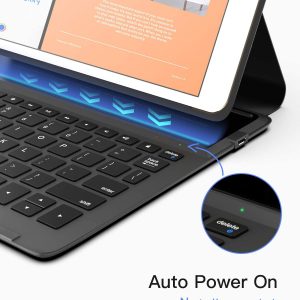 Husa cu tastatura iPad 2021(9th Gen)/iPad 2020(8th Gen)/ iPad 2019(7th Gen) 10.2 Inch iPad Air 3 iPad Pro 10,5 Ultra Slim - imagine 2