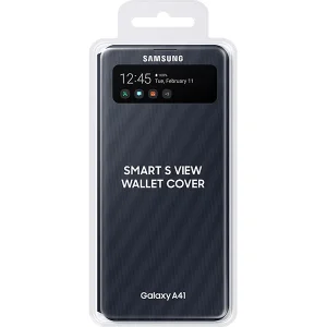 Husa Samsung Galaxy A41 Smart S View Wallet cover neagra originala - imagine 2