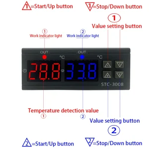 Termostat Controler digital temperatura 220V AC 10A doi senzori externi dublu - imagine 6