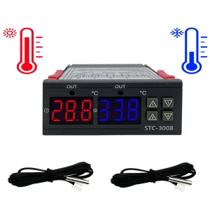 Termostat Controler digital temperatura 220V AC 10A doi senzori externi dublu