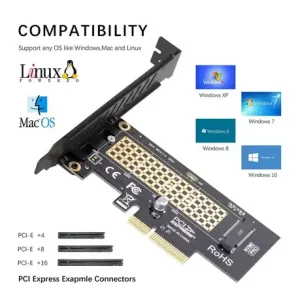 Adaptor/Suport SSD M2 NVME pentru calculator slot PCIE X4 PCI Express 3.0 SSD 2230-2280 - imagine 5