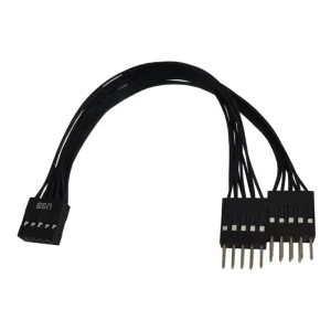 Adaptor/Spliter USB 2.0 9 pin la 2 usb placa baza calculator cablu extensie 17cm - imagine 1